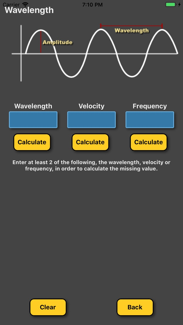 Wavelength calculator / solver poster