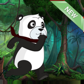 熊貓忍者在叢林中奔跑