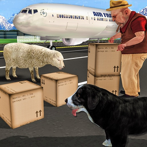 トランスポータートラックや飛行機を通じてファームラムとウール交通：羊は犬シミュレータ3Dを実行します。
