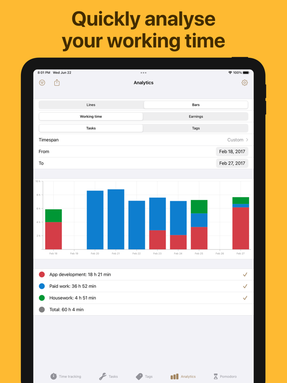 WorkingHours • Time Tracker poster