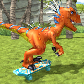 Jurassic Skate VelociRaptor. Dino Skating In Prehistoric Temple Wold