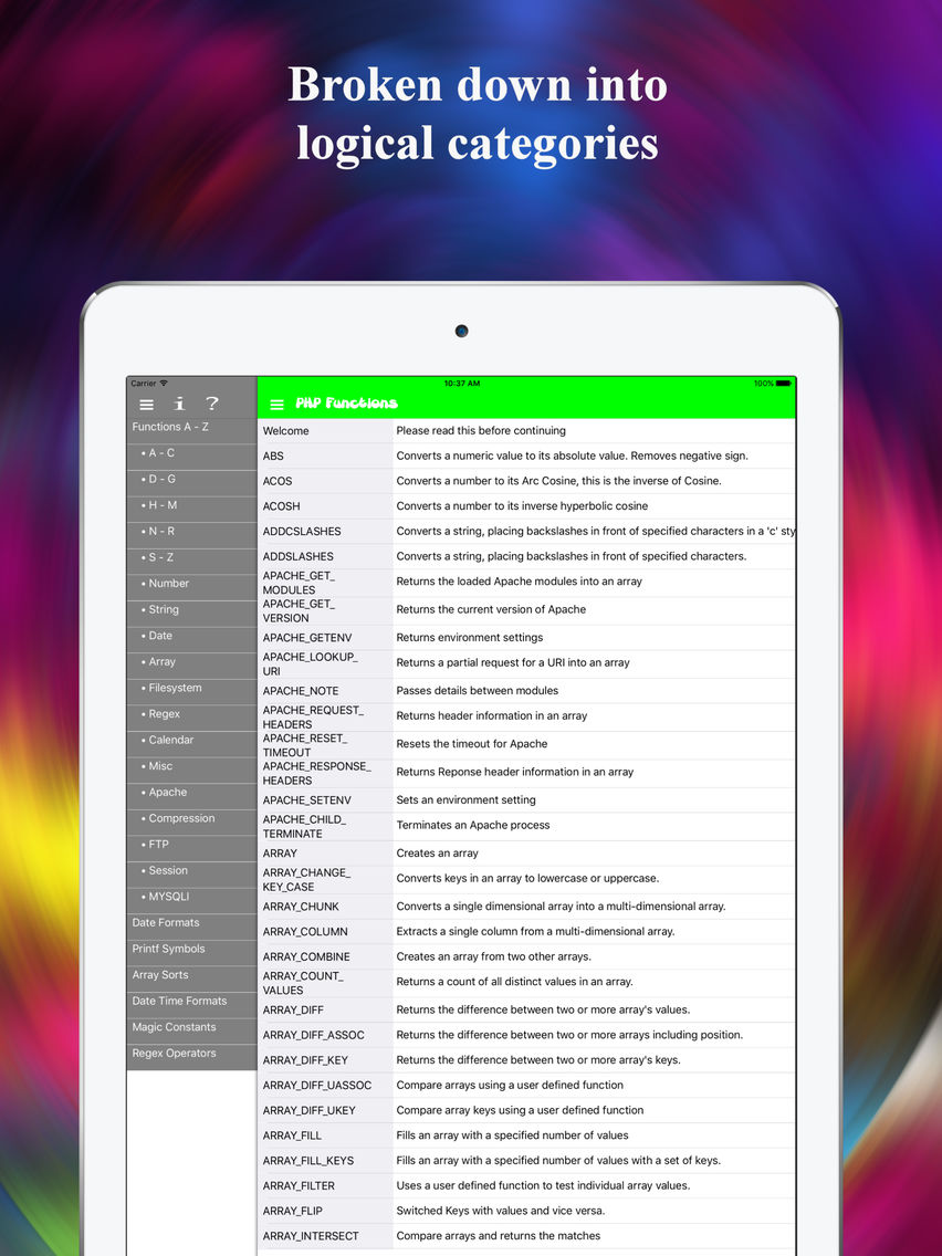 PHP Functions Reference Free poster