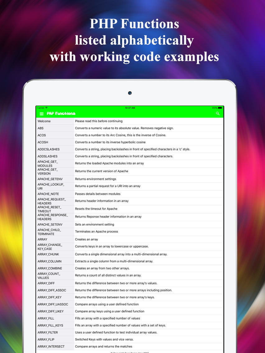 PHP Functions Reference Free poster