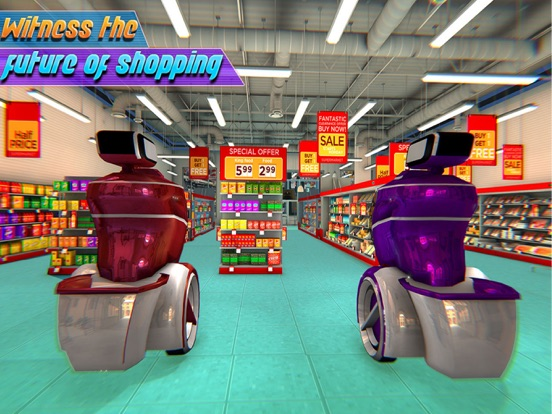 Futuristic Robot Shopping Cart poster