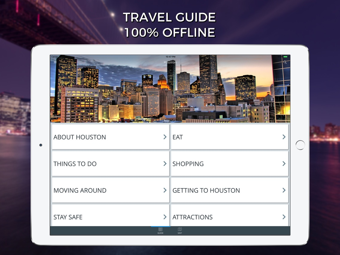 Houston Travel Guide with Offline Street Map poster