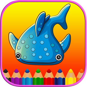 海洋動物孩子著色頁 - 詞彙遊戲