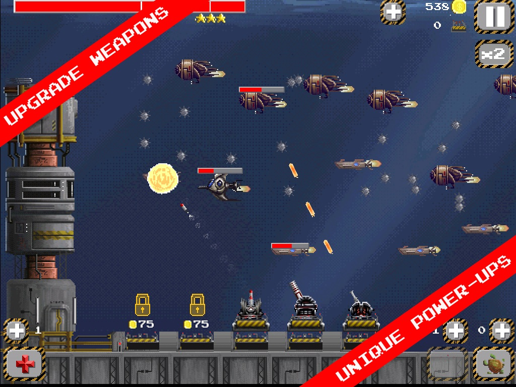Ships and Rockets Free - Retro Pixel Art TD Arcade Underwater Shooting Game poster