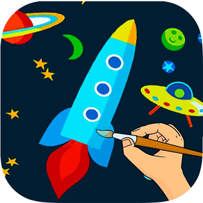 Outer Space Coloring Book -  Astronaut Alien Spacecraft Draw & Paint Pages Learning Games For Kids