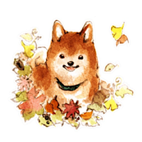 Watercolor Cute Shiba Inu Dog