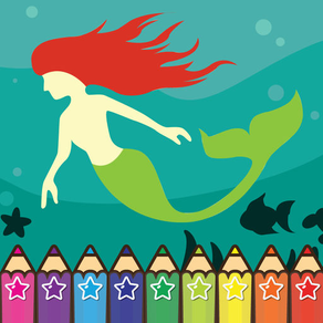 Coloring Mermaid Cartoon Book for preschool