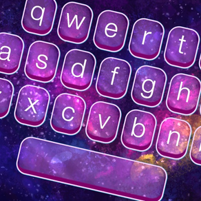 銀河鍵盤主題 – 發光的空間外觀設計和多彩字體對於iPhone