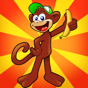 macaco rei comer banana na floresta animal da jogo