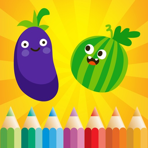 Livro para colorir de frutas e legumes.