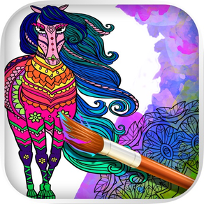 Cavalos mandalas -  Livro para colorir adultos