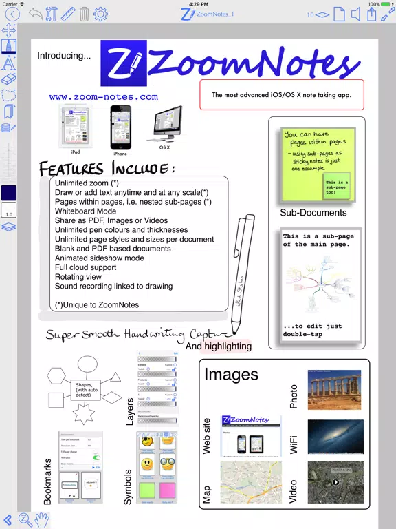 ZoomNotes for iOS (iPhone/iPad) Latest Version at $7.99 on AppPure