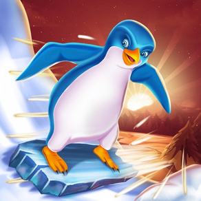 Pingouin surfant sur la neige