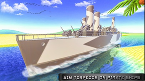 カリビアン海軍艦隊が海賊船に命中 - 3D戦争