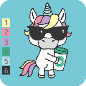 Unicorn Pixel Color by number