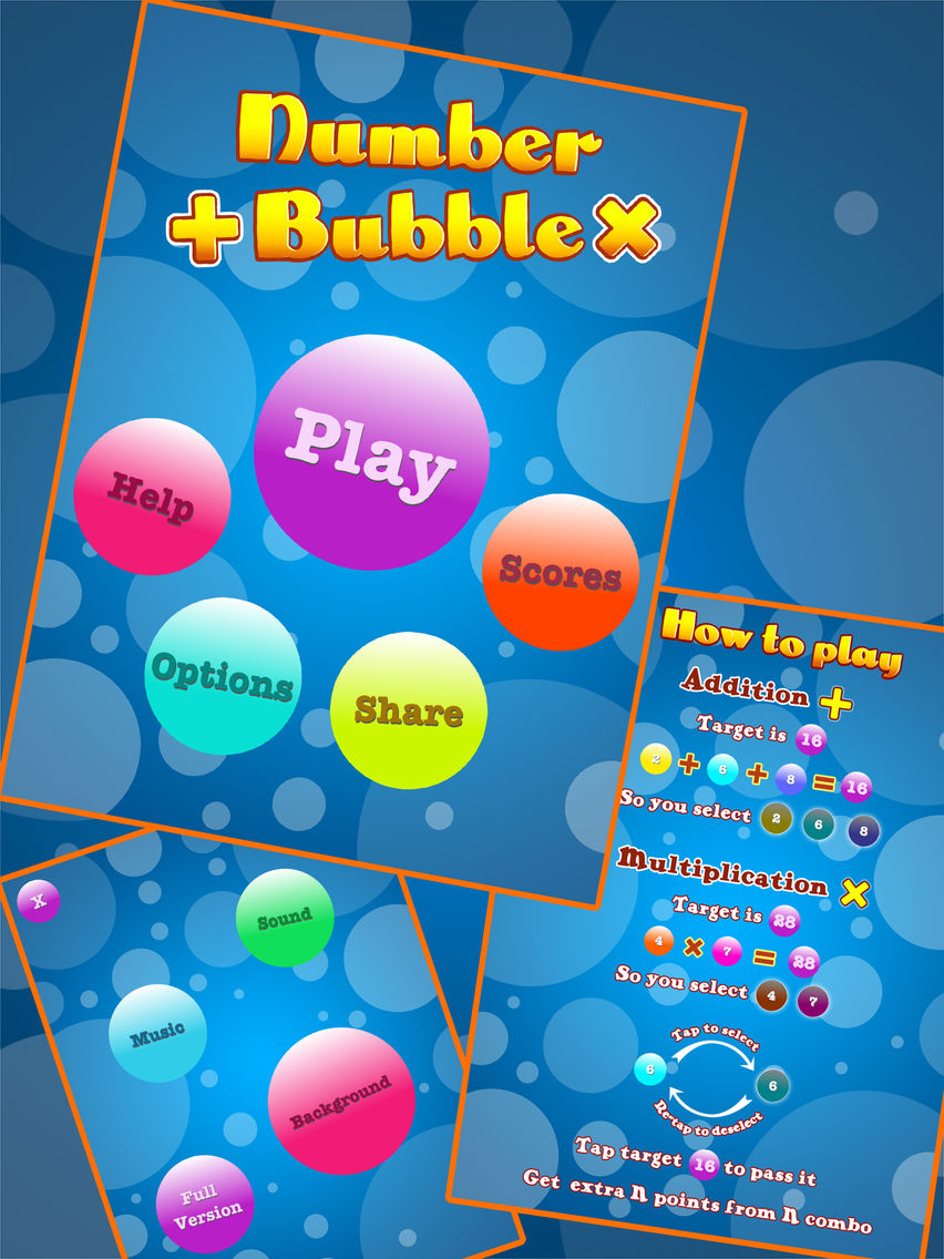 Addition & Multiplication Number Bubbles poster