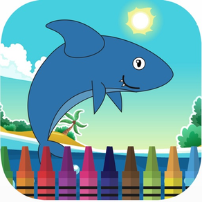 Shark in ocean Malbuch-Spiele für Kinder