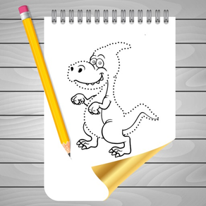 Coloring Book and Draw Dinosaur on Sketch Line