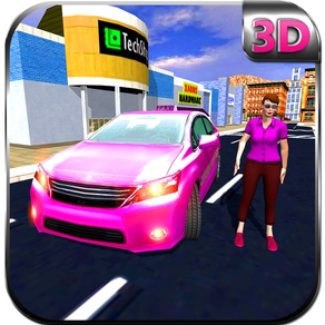 Pink Taxi Girl Driver & Modern Car Rush Games