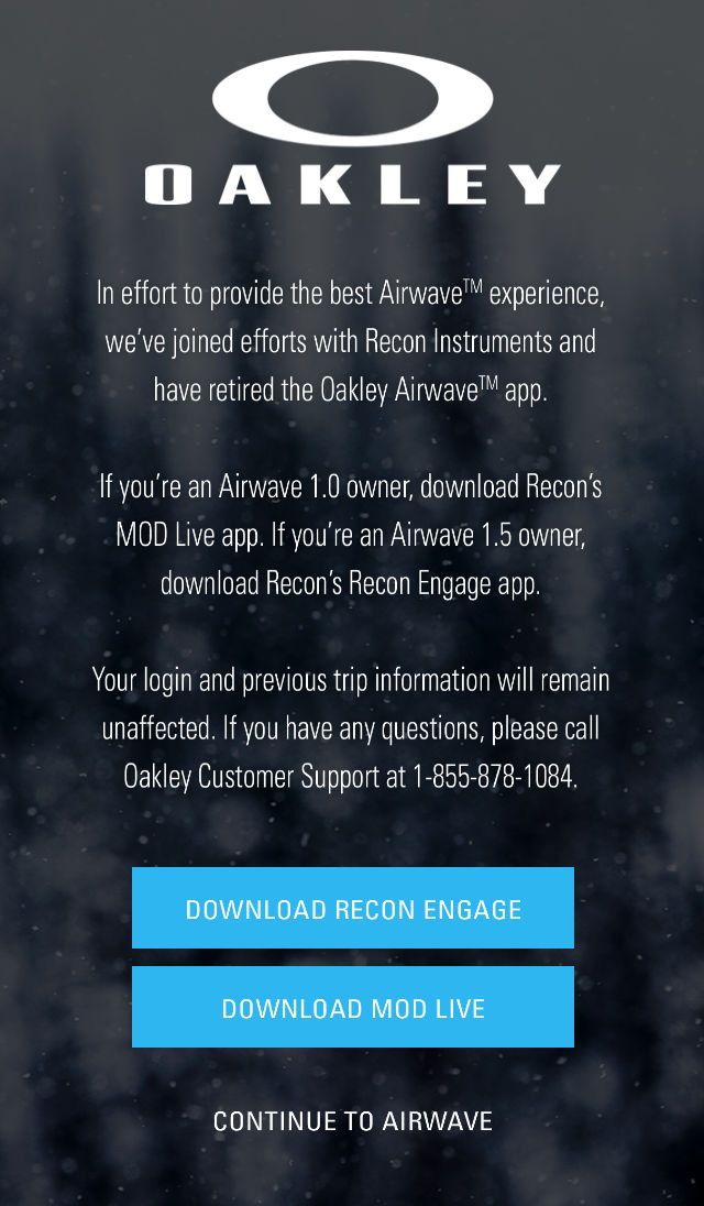 Oakley Airwave Snow - For the Oakley Airwave Goggle and Recon Instruments  Engage Platform for iOS (iPhone) - Free Download at AppPure