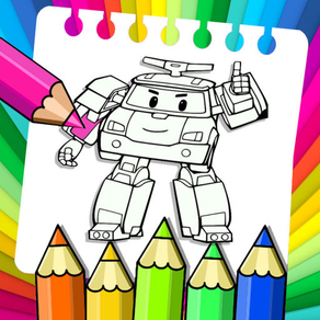 Robot car Police Coloring page