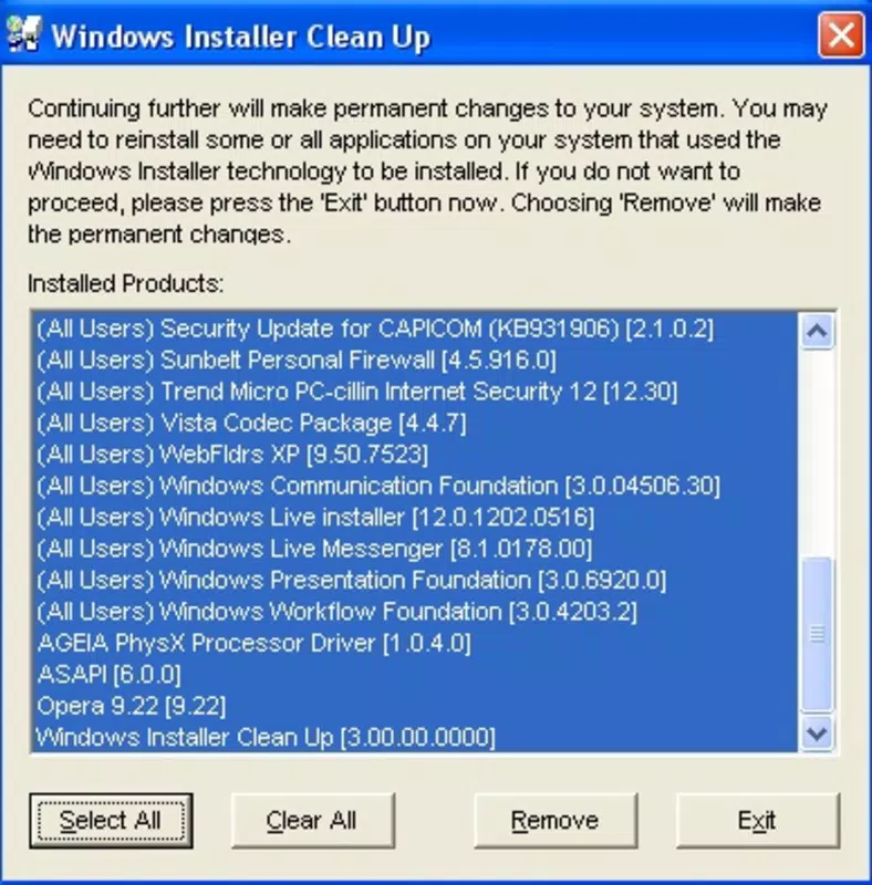Windows Installer CleanUp Utility