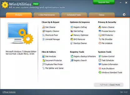 Main image for WinUtilities Free Edition application