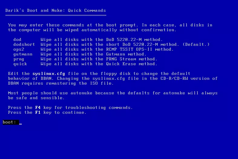 Darik's Boot and Nuke for CD and DVD