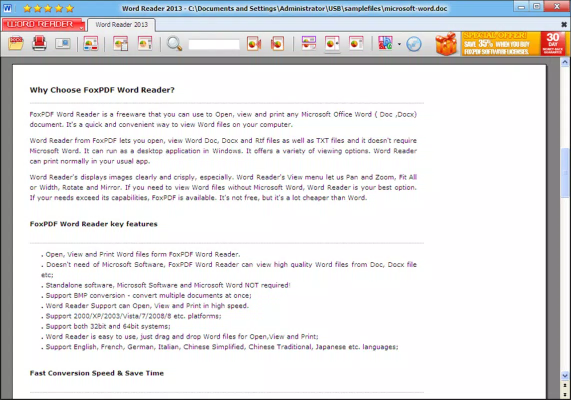 FoxPDF Word Reader