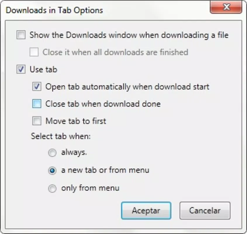 Downloads in Tab