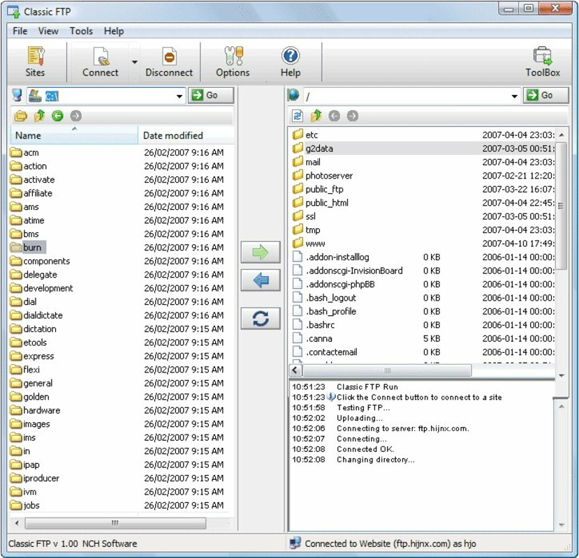 Classic FTP File Transfer Client