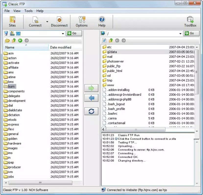 Classic FTP File Transfer Client