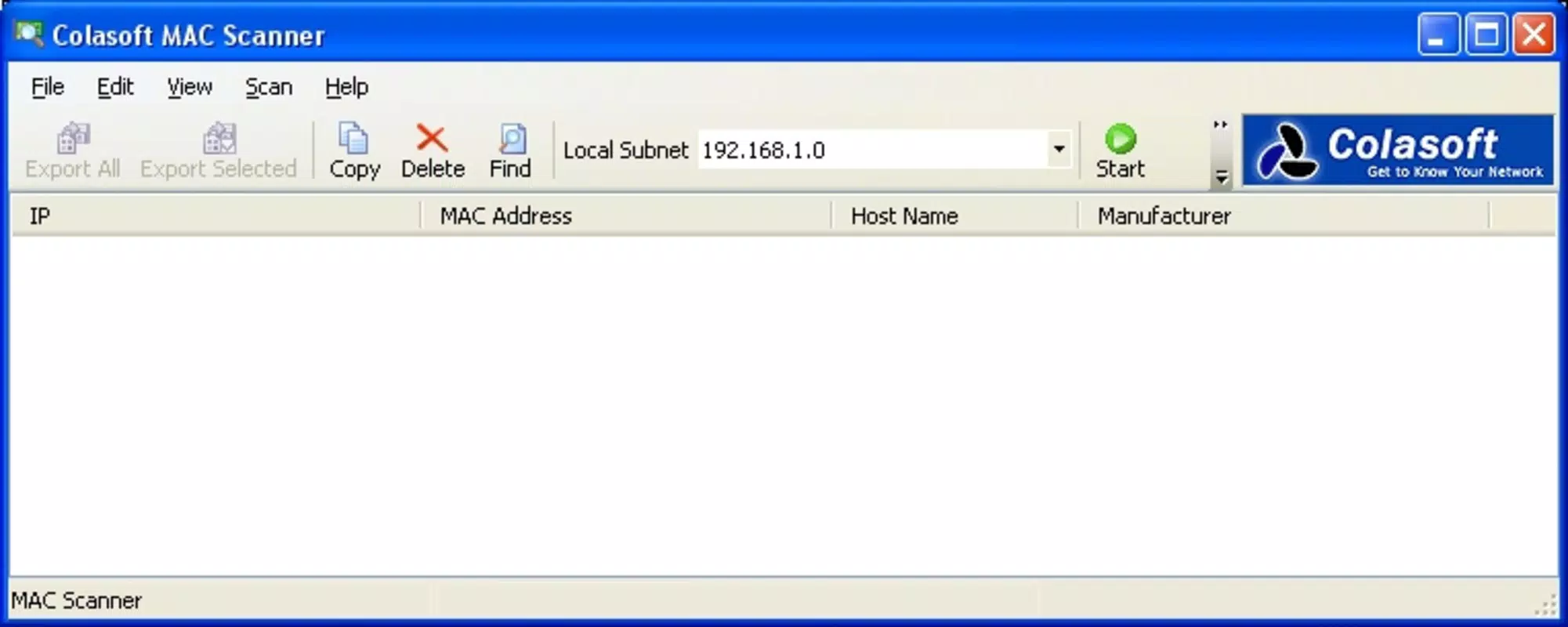 Colasoft MAC Scanner