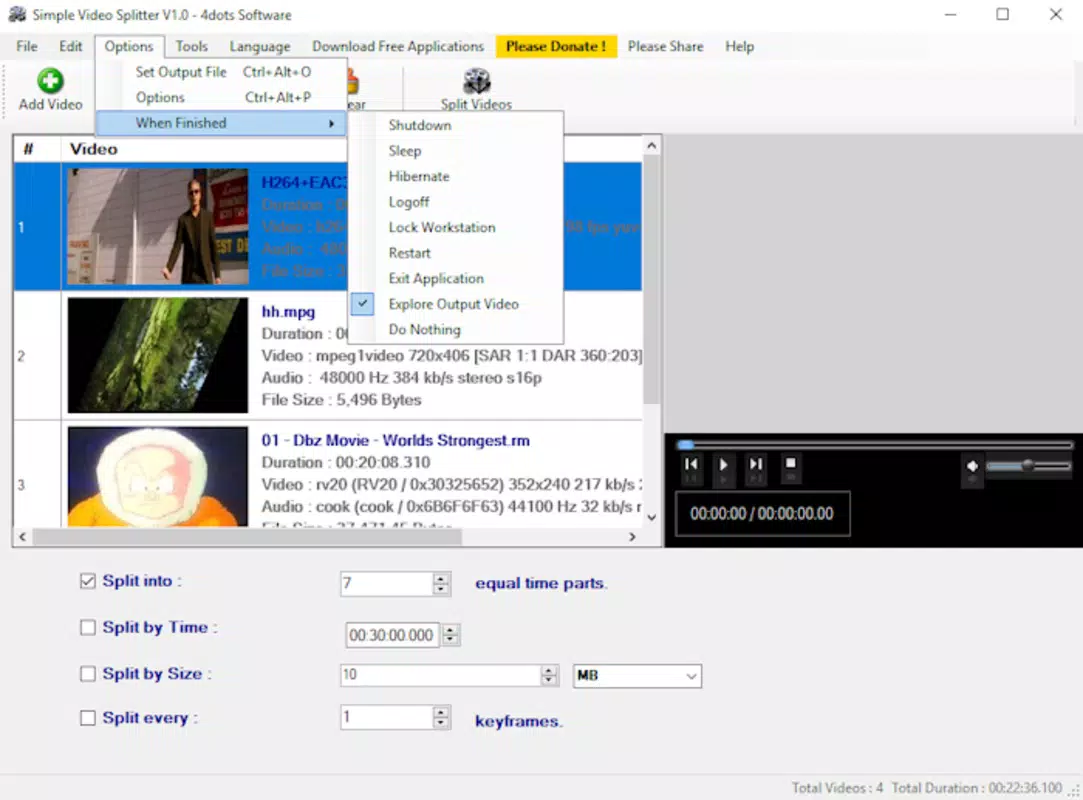 Simple Video Splitter