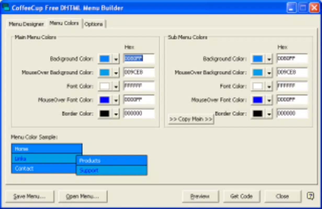 CoffeeCup Free DHTML Menu Builder