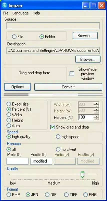 Imazer Resizing Tool