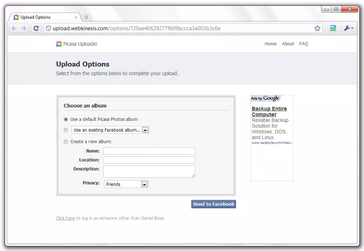 Facebook Picasa Uploader