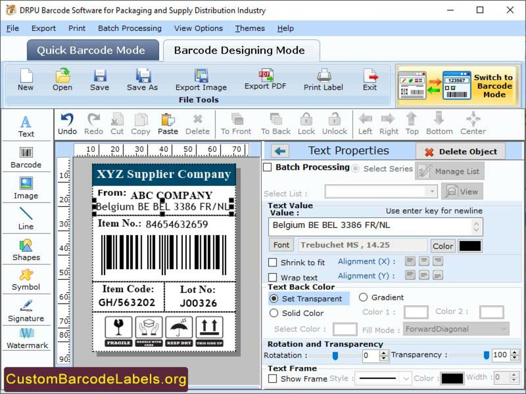 Packaging Barcode Labels Tool for PC Windows 5.9 Download