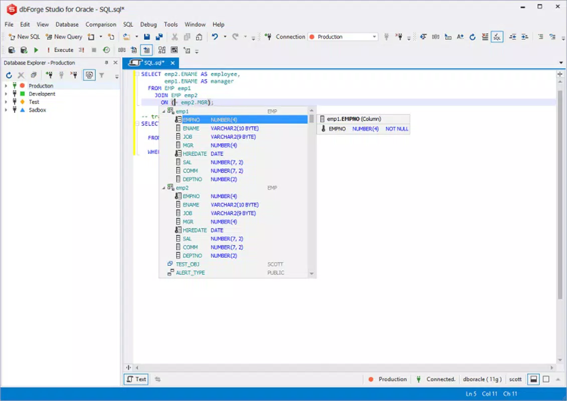 dbForge Studio for Oracle