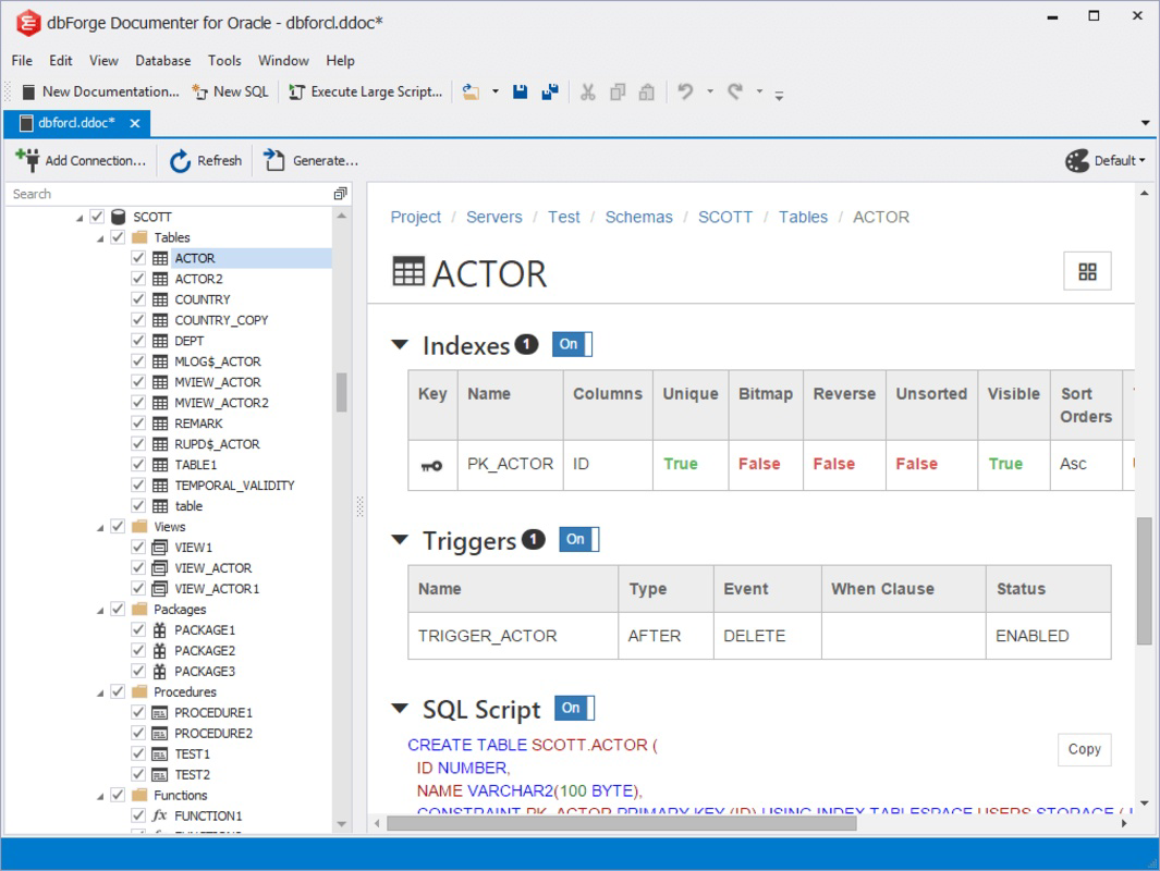 dbForge Documenter for Oracle