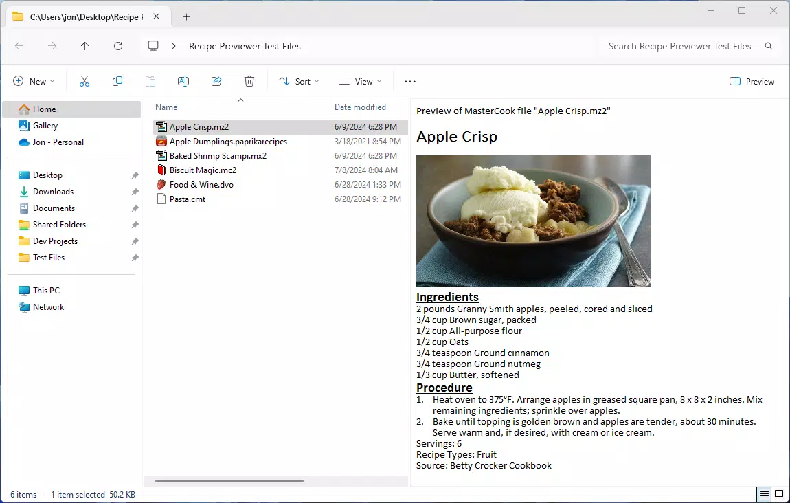 Recipe Previewer