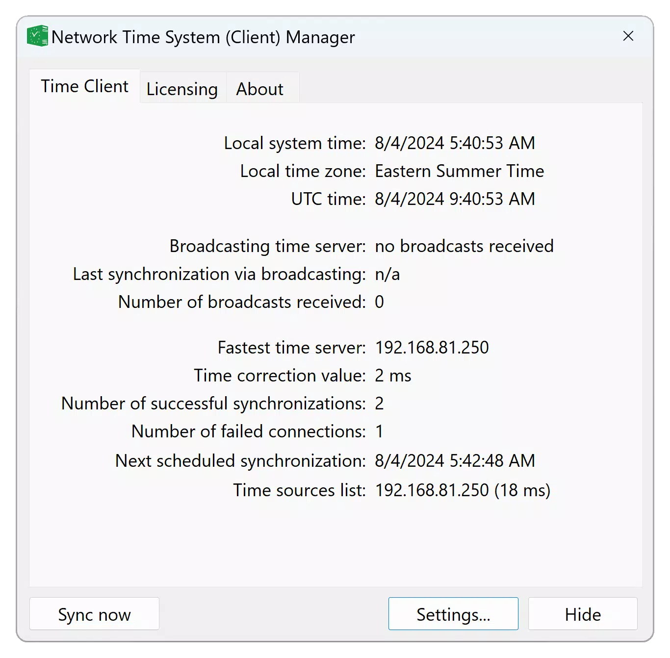 Network Time System - NTP Client