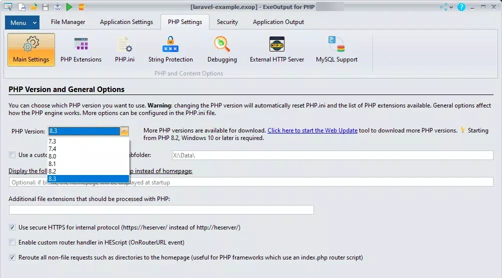ExeOutput for PHP