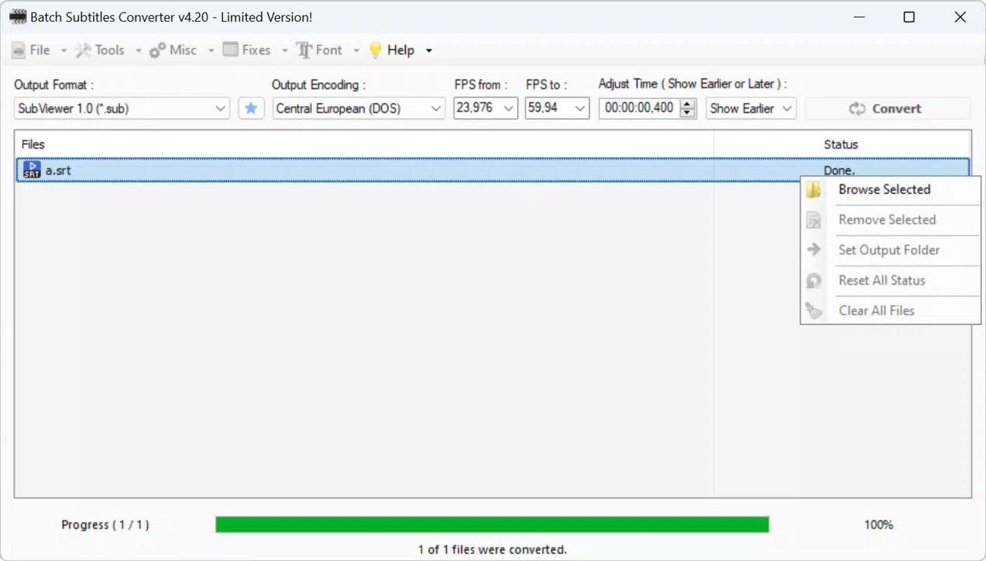 BatchSubtitlesConverter