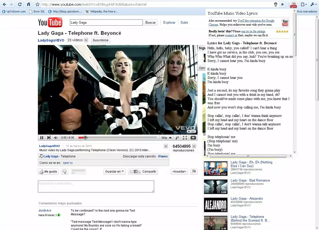 YouTube Music Video Lyrics
