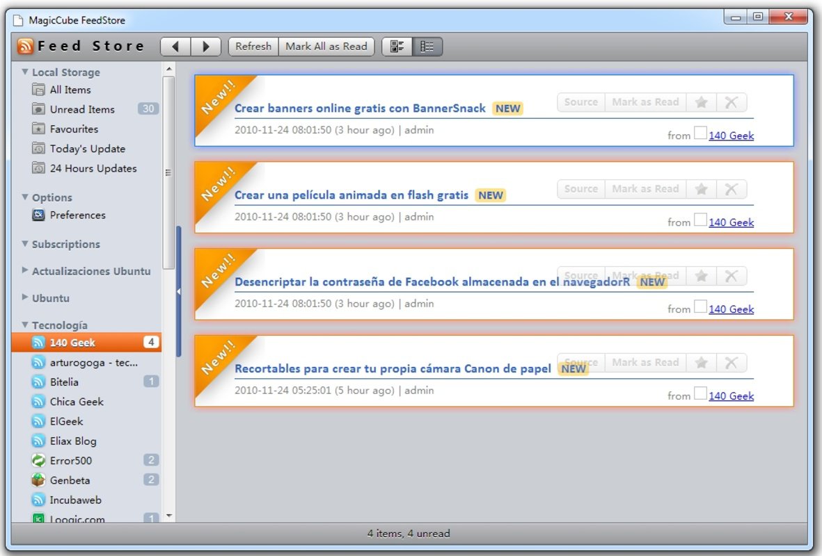 MagicCube FeedStore for Google Reader
