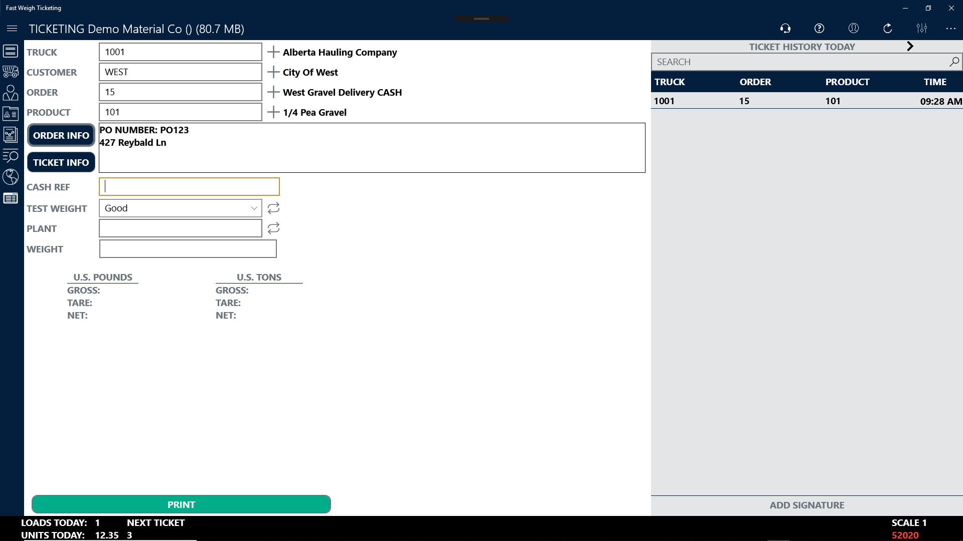 Fast Weigh Ticketing